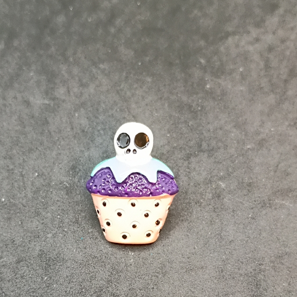Purple and Pink Cupcake Skull Pin